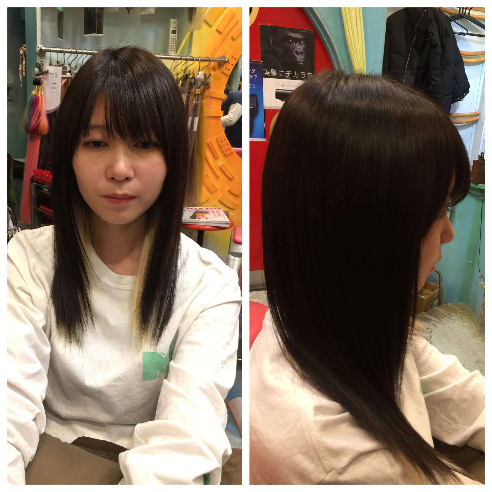 日本一馴染むエクステ専門店セクション Before & After ボブからインナーカラーでロング After